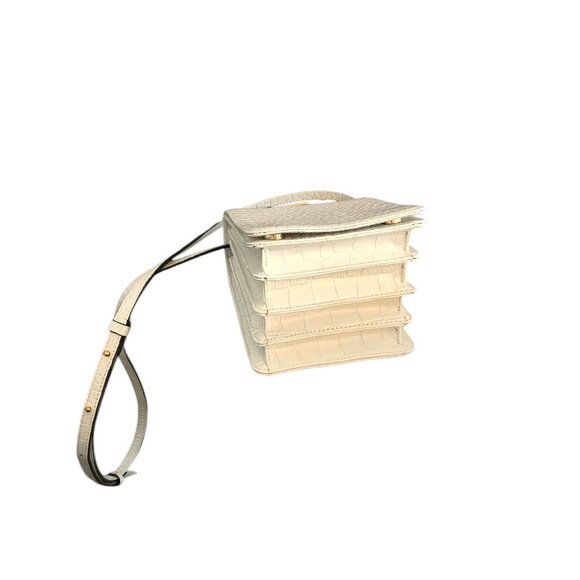 MARGE SHERWOOD Croc Embossed PURE WHITE Leather bag - Picture 3 of 7